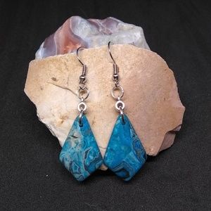 Exquisite Blue Crazy Lace Agate Earrings